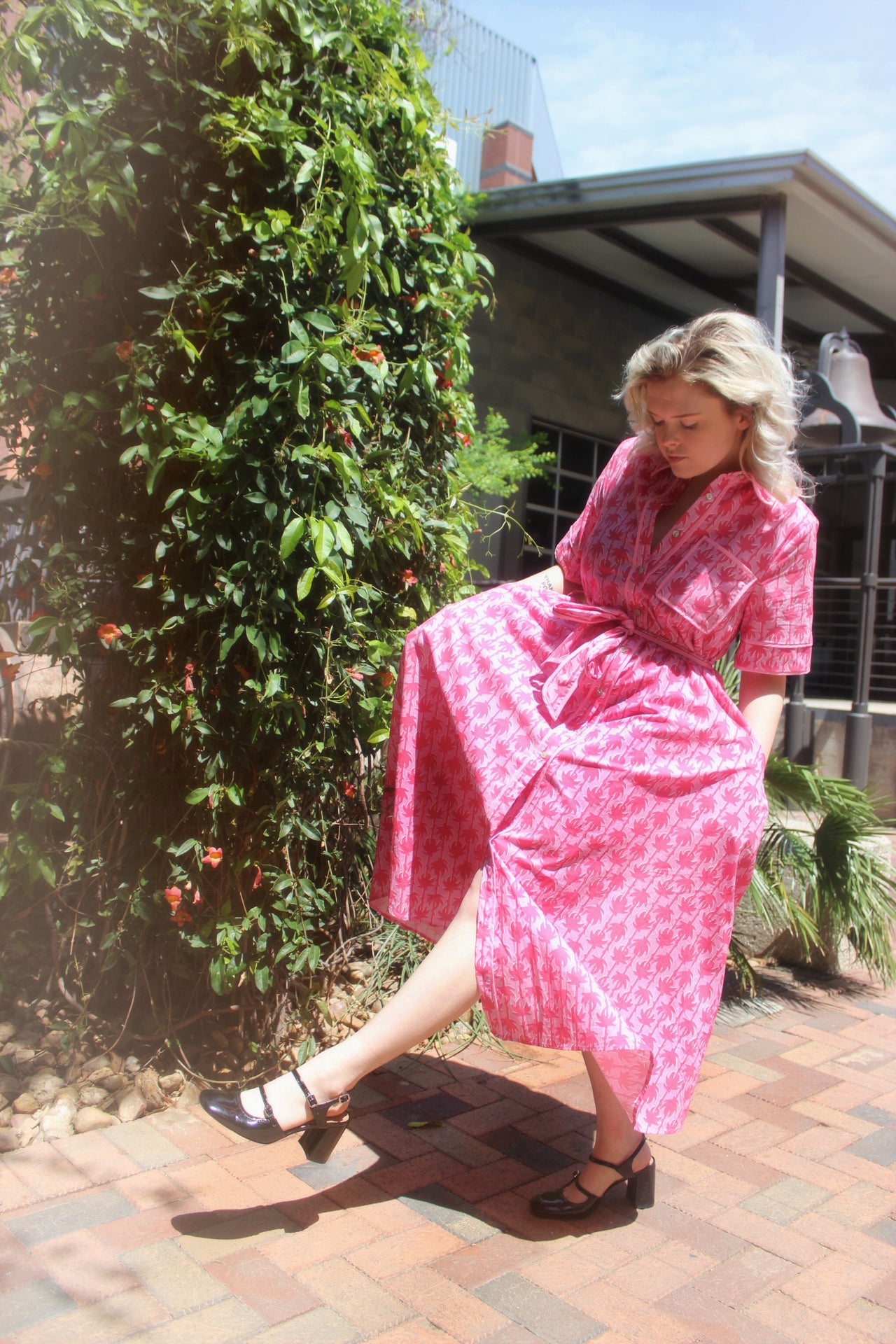 Pink Palm Maxi Dress